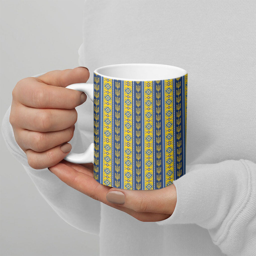 Ukraine Christmas Ceramic Mug Ukrainian Trident Pattern