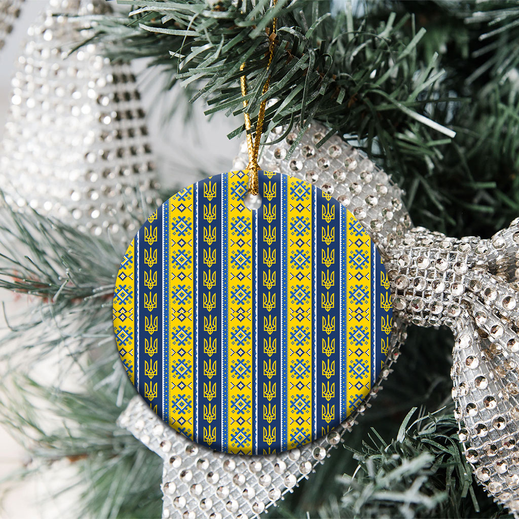 Ukraine Christmas Ceramic Ornament Ukrainian Trident Pattern
