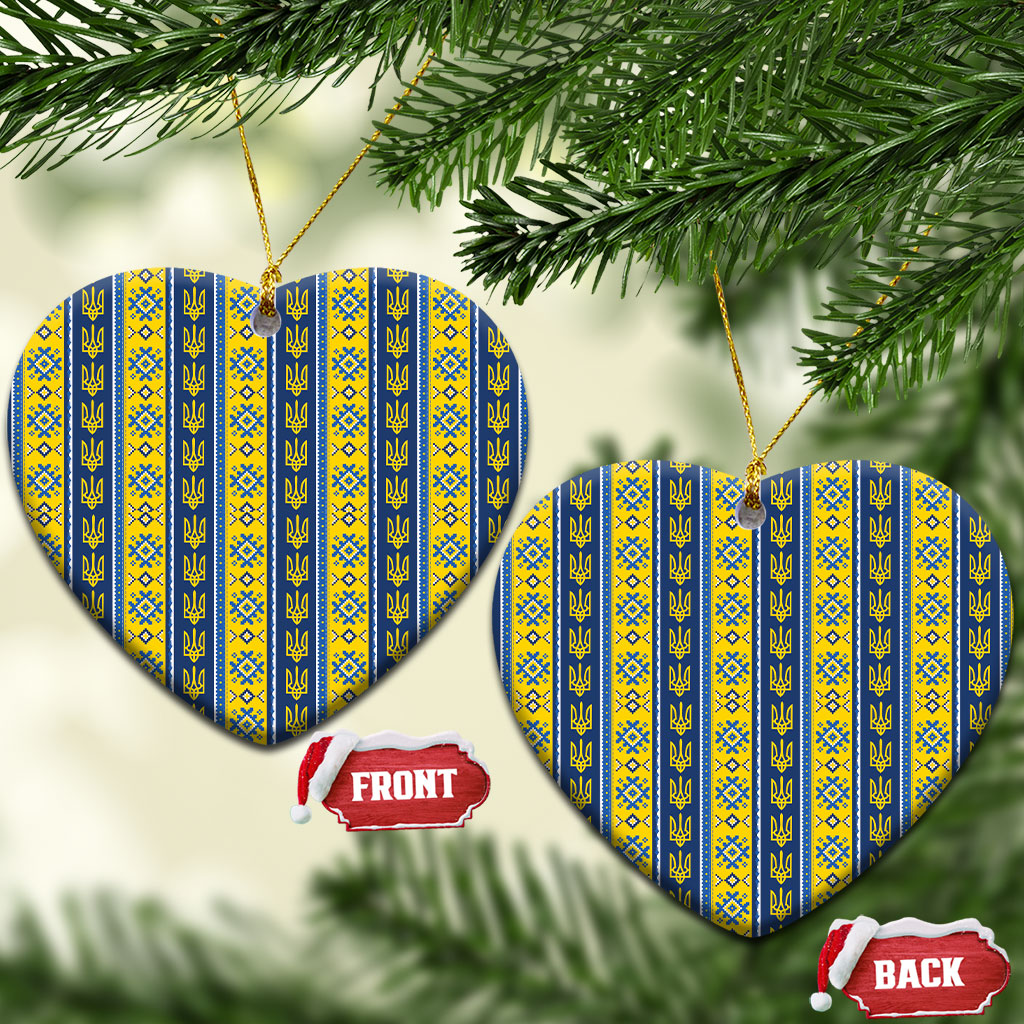 Ukraine Christmas Ceramic Ornament Ukrainian Trident Pattern