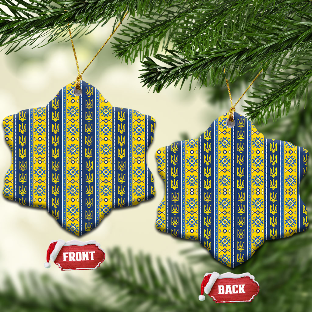 Ukraine Christmas Ceramic Ornament Ukrainian Trident Pattern