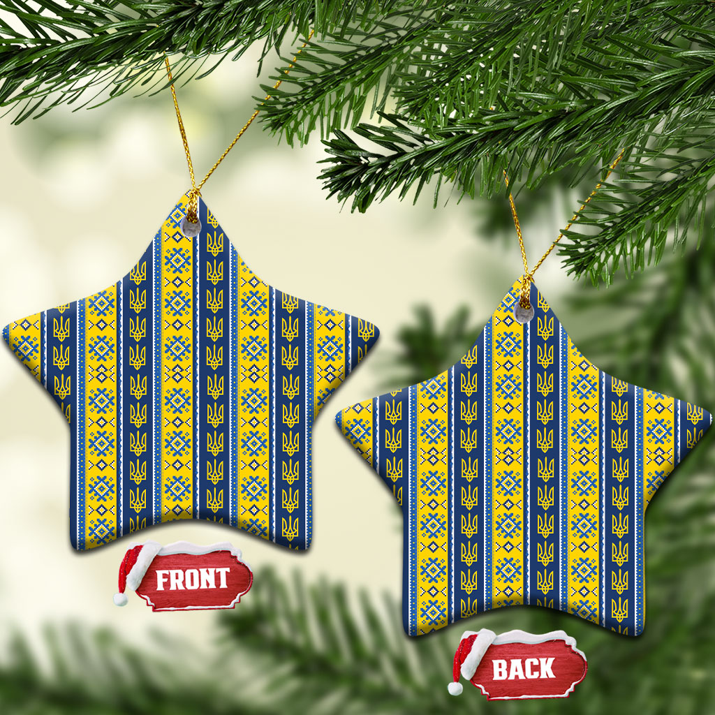 Ukraine Christmas Ceramic Ornament Ukrainian Trident Pattern