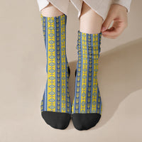 Ukraine Christmas Crew Socks Ukrainian Trident Pattern