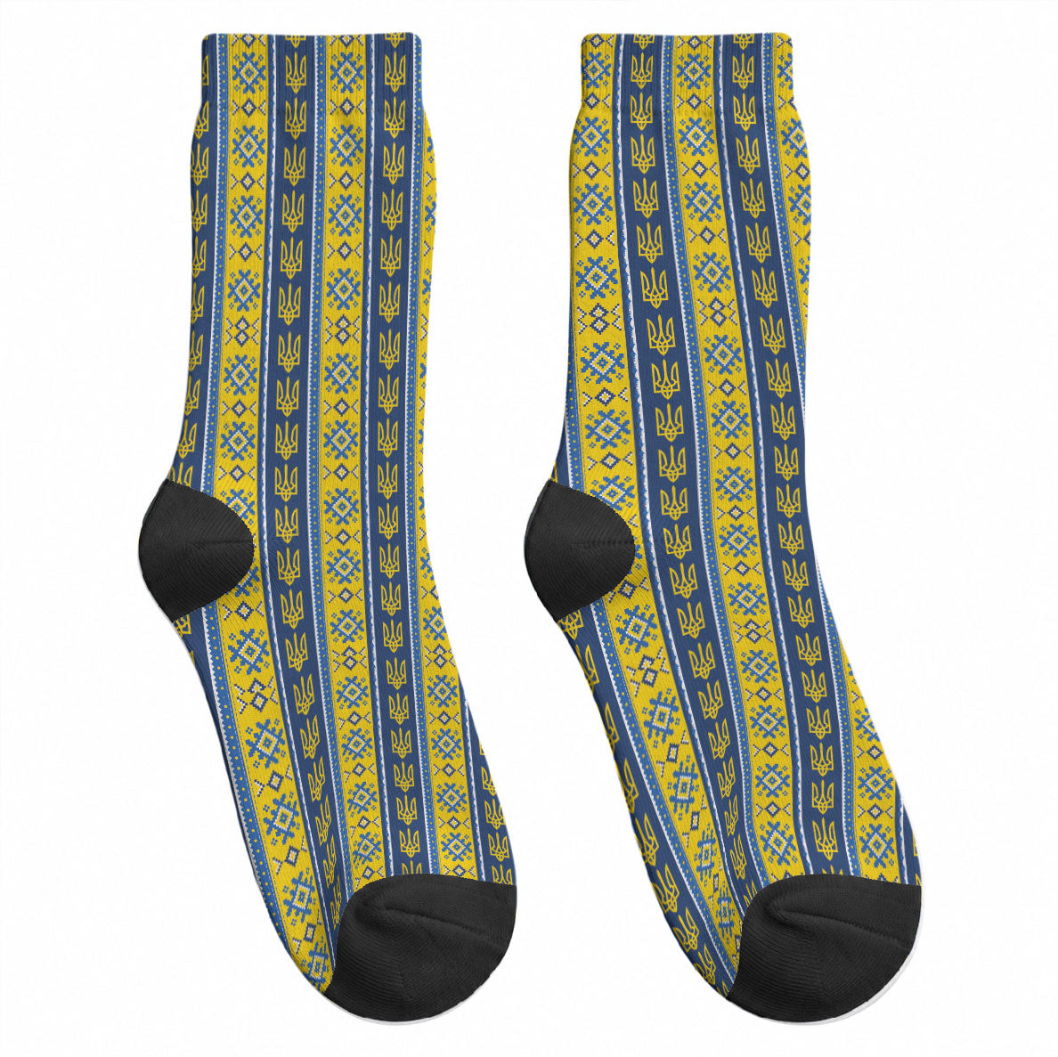 Ukraine Christmas Crew Socks Ukrainian Trident Pattern