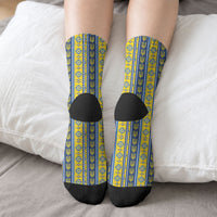 Ukraine Christmas Crew Socks Ukrainian Trident Pattern