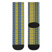 Ukraine Christmas Crew Socks Ukrainian Trident Pattern
