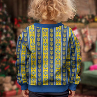 Ukraine Christmas Kid Ugly Christmas Sweater Ukrainian Trident Pattern