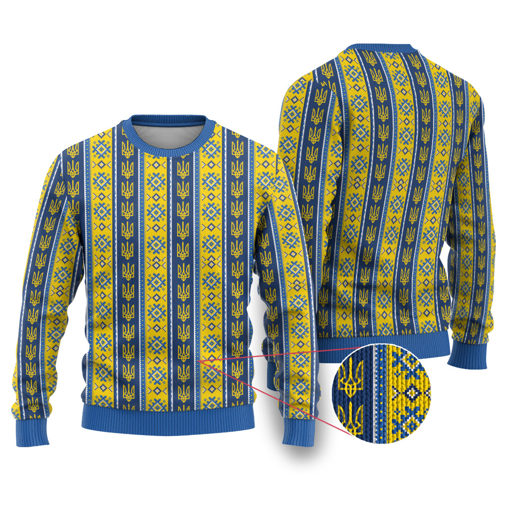 Ukraine Christmas Ugly Christmas Sweater Ukrainian Trident Pattern
