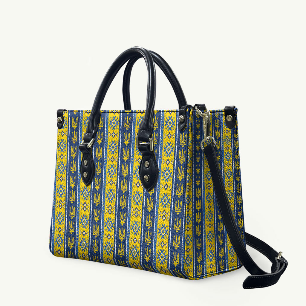 Ukraine Christmas Leather Bag Ukrainian Trident Pattern