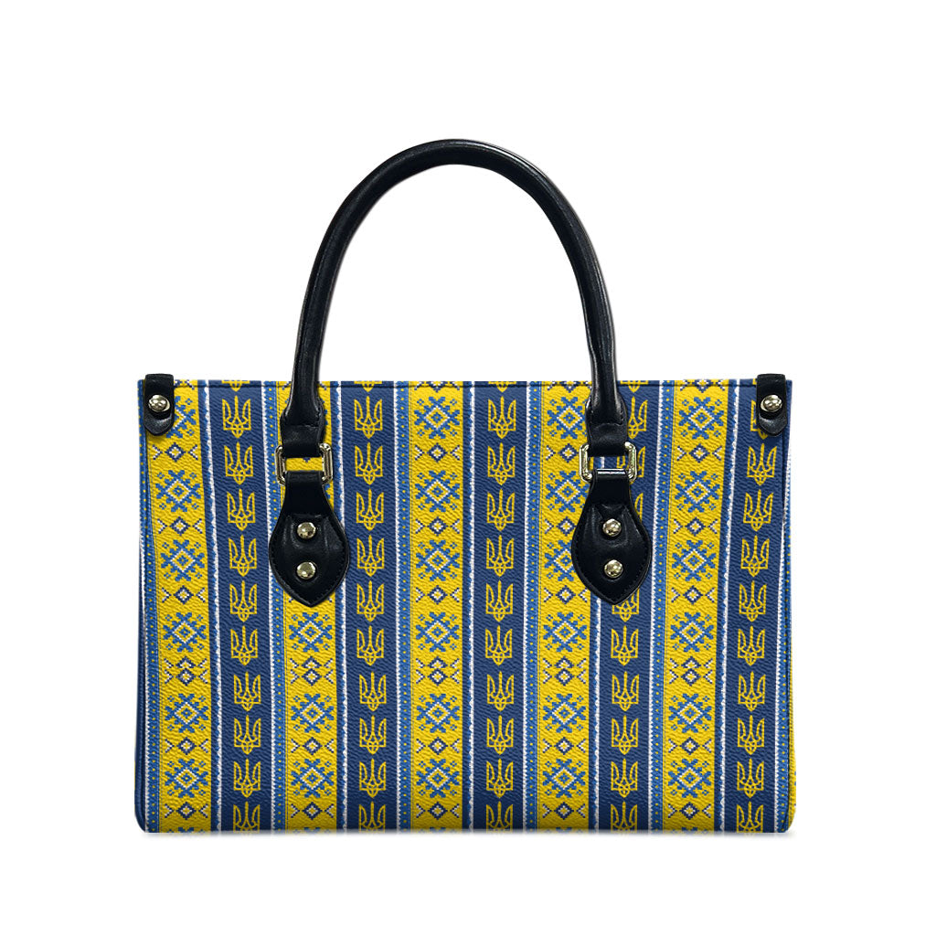 Ukraine Christmas Leather Bag Ukrainian Trident Pattern