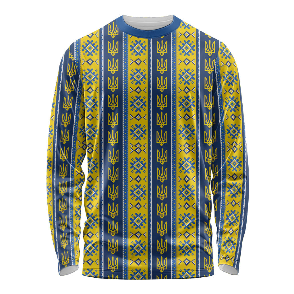 Ukraine Christmas Long Sleeve Shirt Ukrainian Trident Pattern