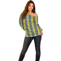 Ukraine Christmas Off Shoulder Sweater Ukrainian Trident Pattern