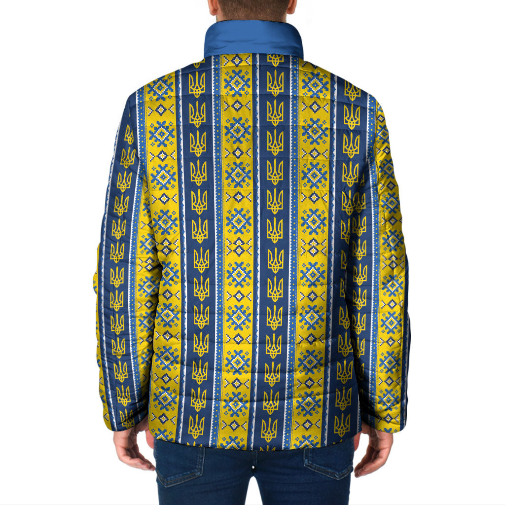 Ukraine Christmas Padded Jacket Ukrainian Trident Pattern