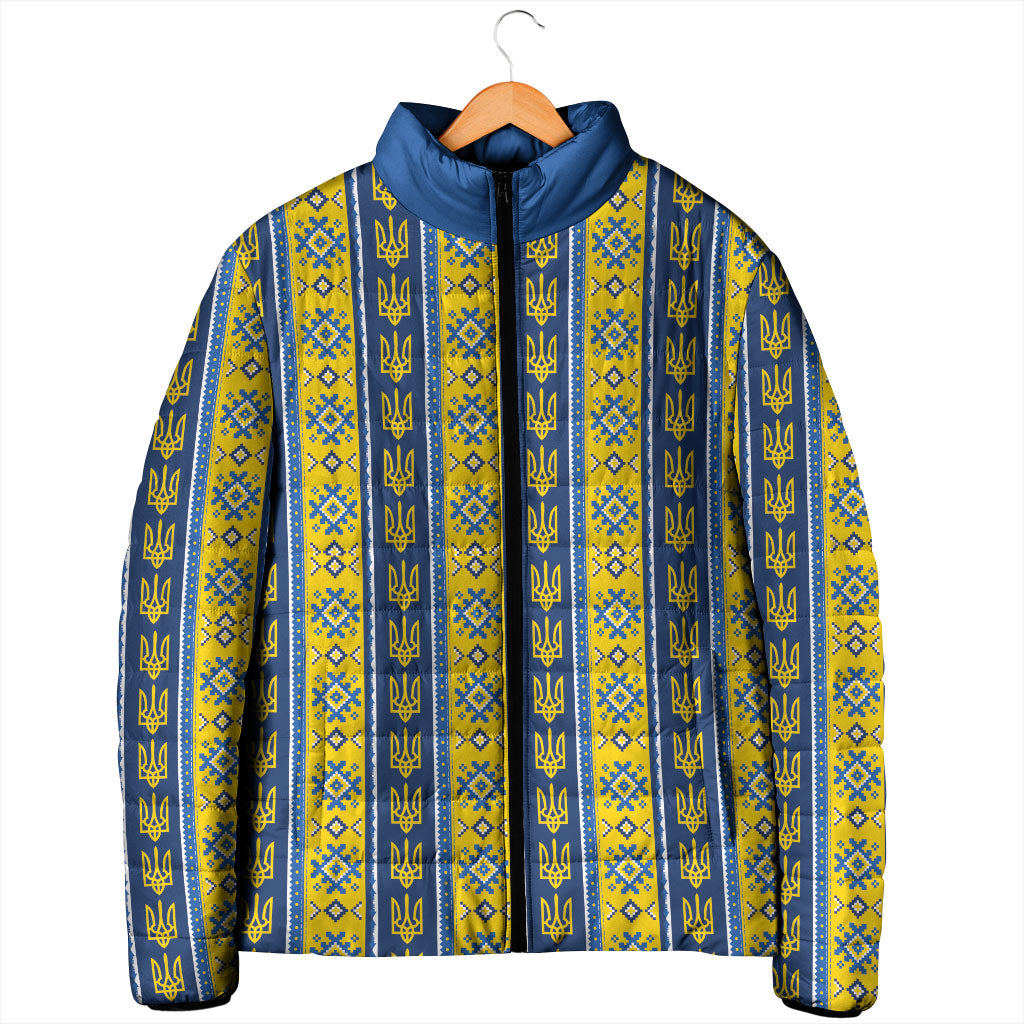 Ukraine Christmas Padded Jacket Ukrainian Trident Pattern