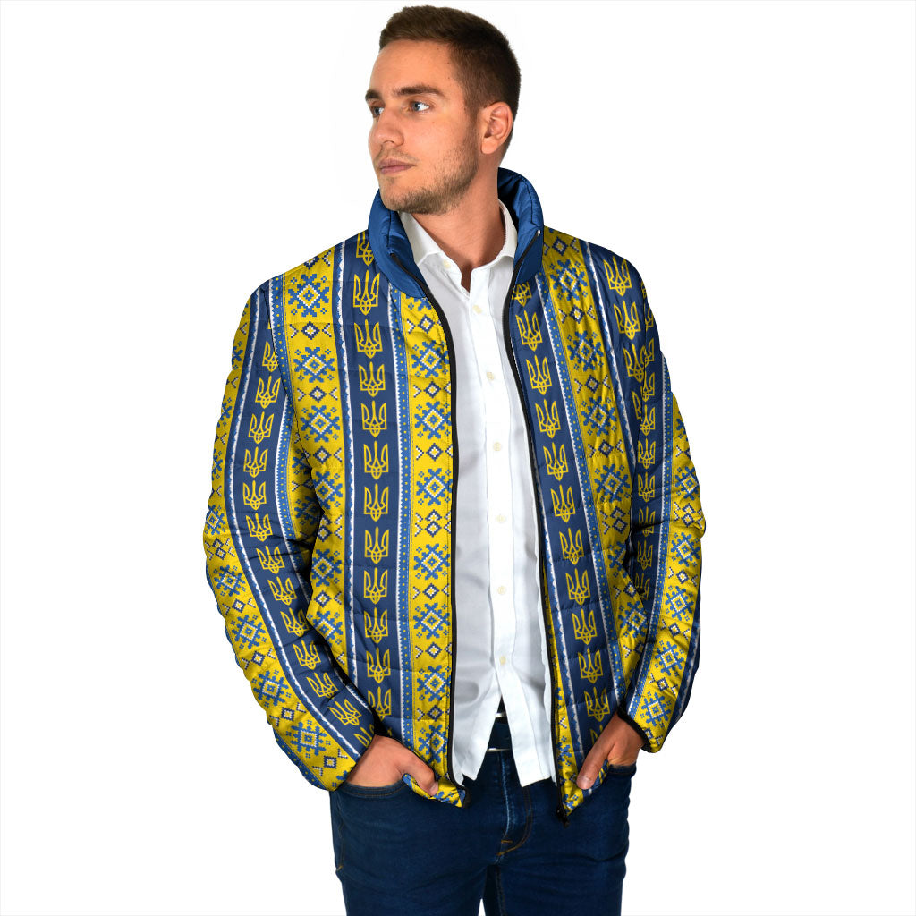 Ukraine Christmas Padded Jacket Ukrainian Trident Pattern