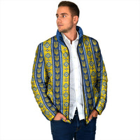 Ukraine Christmas Padded Jacket Ukrainian Trident Pattern