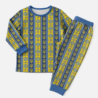 Ukraine Christmas Pajama Set Ukrainian Trident Pattern