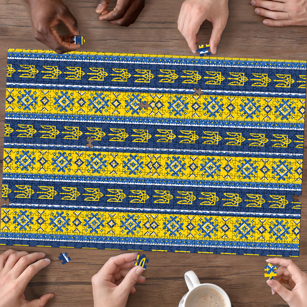 Ukraine Christmas Puzzle Ukrainian Trident Pattern