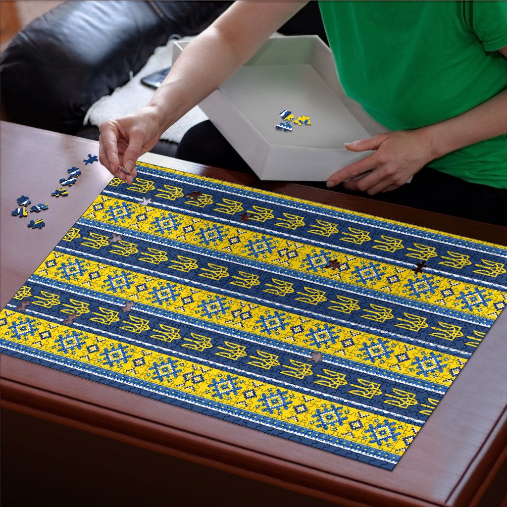 Ukraine Christmas Puzzle Ukrainian Trident Pattern
