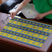 Ukraine Christmas Puzzle Ukrainian Trident Pattern