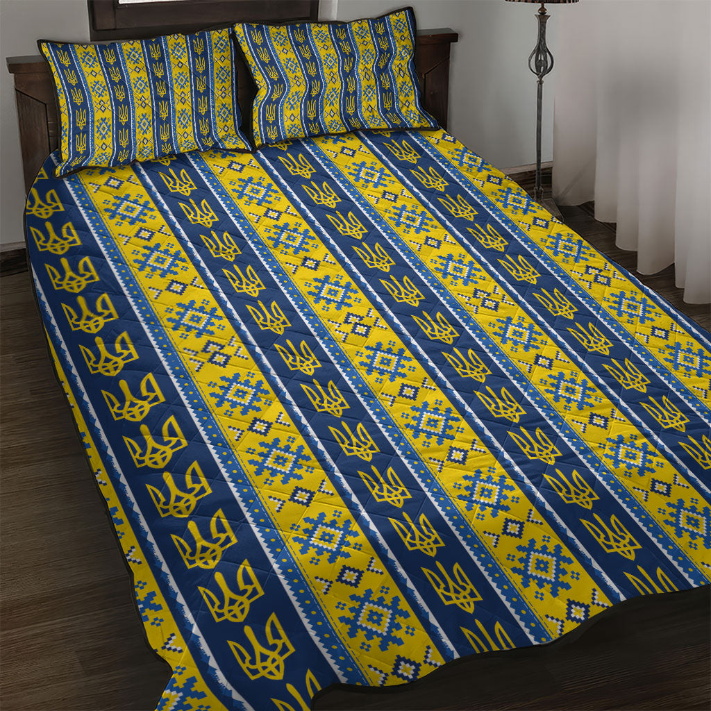 Ukraine Christmas Quilt Bed Set Ukrainian Trident Pattern