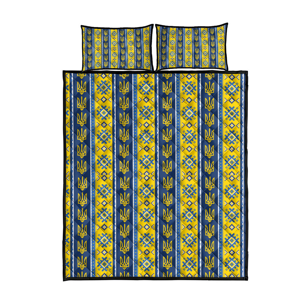 Ukraine Christmas Quilt Bed Set Ukrainian Trident Pattern