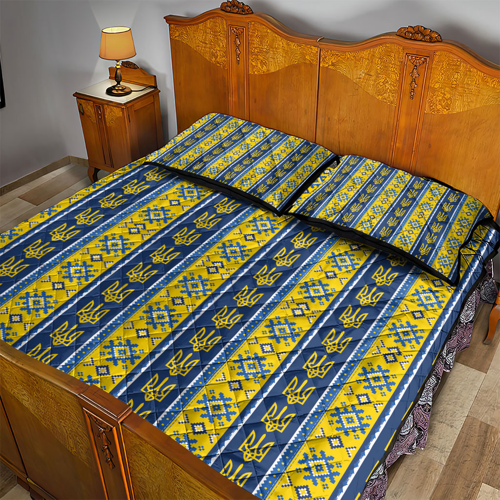 Ukraine Christmas Quilt Bed Set Ukrainian Trident Pattern