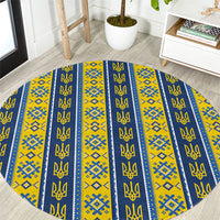 Ukraine Christmas Round Carpet Ukrainian Trident Pattern