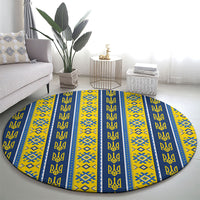 Ukraine Christmas Round Carpet Ukrainian Trident Pattern