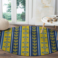 Ukraine Christmas Round Carpet Ukrainian Trident Pattern