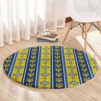 Ukraine Christmas Round Carpet Ukrainian Trident Pattern