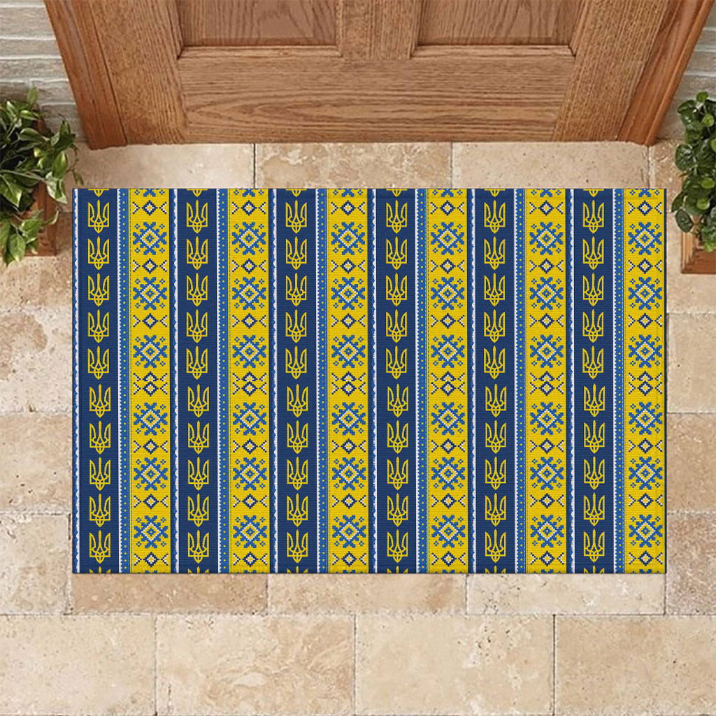 Ukraine Christmas Rubber Doormat Ukrainian Trident Pattern