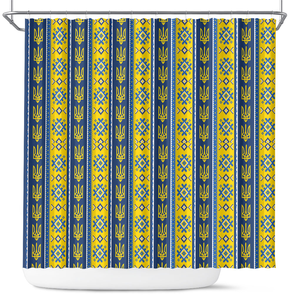 Ukraine Christmas Shower Curtain Ukrainian Trident Pattern