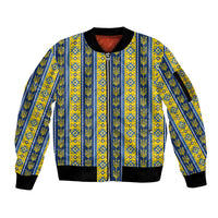 Ukraine Christmas Sleeve Zip Bomber Jacket Ukrainian Trident Pattern