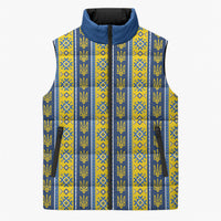 Ukraine Christmas Sleeveless Puffer Jacket Ukrainian Trident Pattern