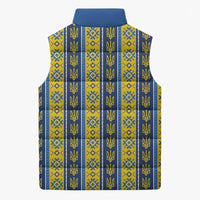 Ukraine Christmas Sleeveless Puffer Jacket Ukrainian Trident Pattern