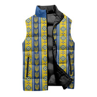 Ukraine Christmas Sleeveless Puffer Jacket Ukrainian Trident Pattern