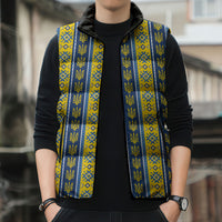 Ukraine Christmas Sleeveless Puffer Jacket Ukrainian Trident Pattern
