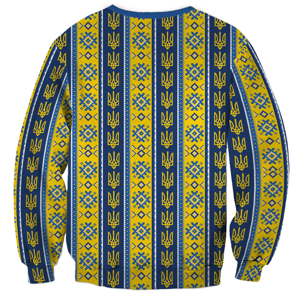 Ukraine Christmas Sweatshirt Ukrainian Trident Pattern