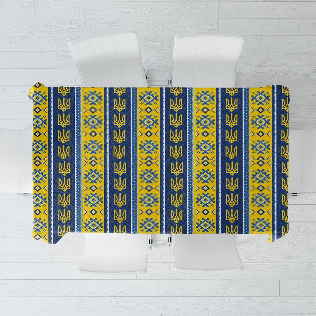 Ukraine Christmas Tablecloth Ukrainian Trident Pattern