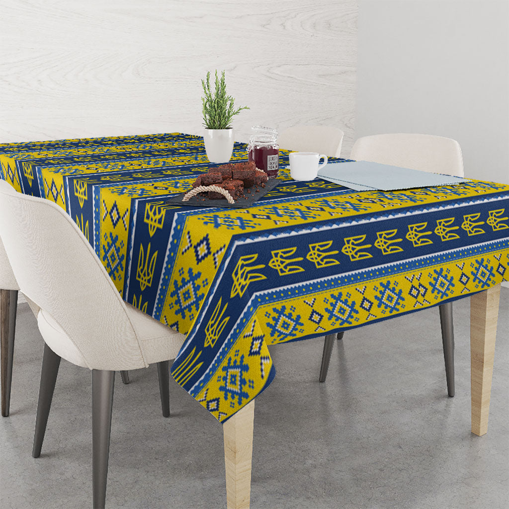 Ukraine Christmas Tablecloth Ukrainian Trident Pattern