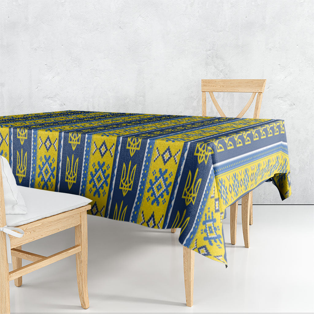 Ukraine Christmas Tablecloth Ukrainian Trident Pattern