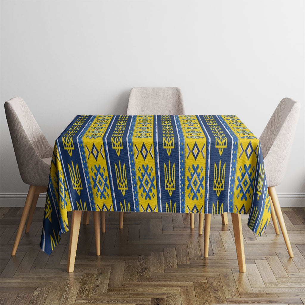 Ukraine Christmas Tablecloth Ukrainian Trident Pattern