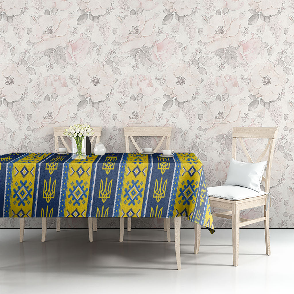 Ukraine Christmas Tablecloth Ukrainian Trident Pattern