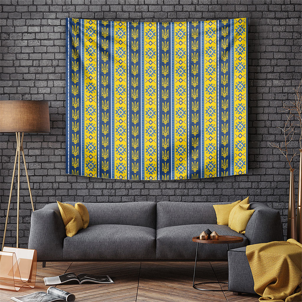 Ukraine Christmas Tapestry Ukrainian Trident Pattern