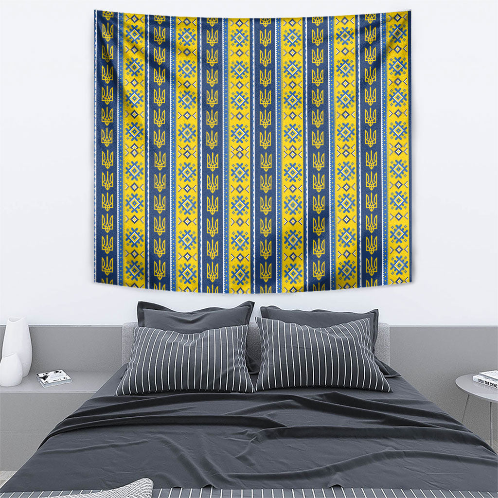 Ukraine Christmas Tapestry Ukrainian Trident Pattern