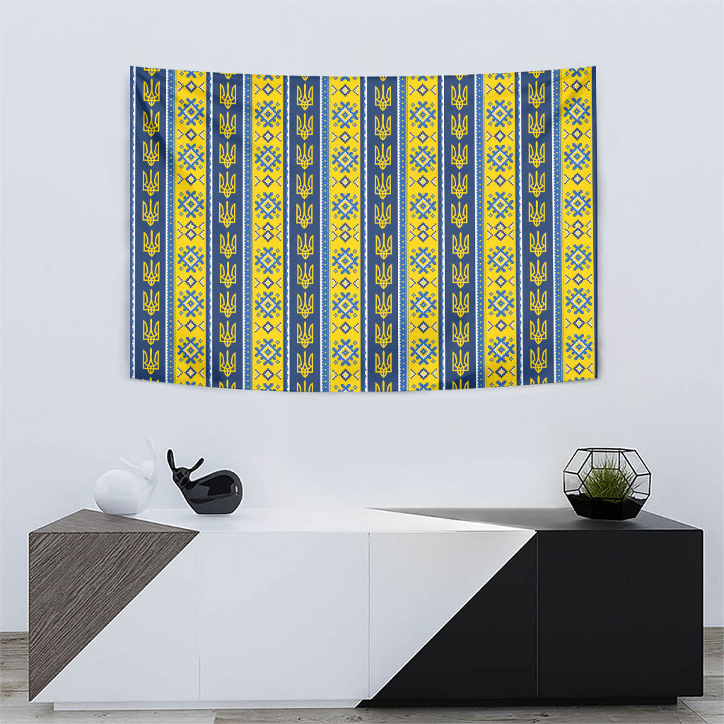 Ukraine Christmas Tapestry Ukrainian Trident Pattern