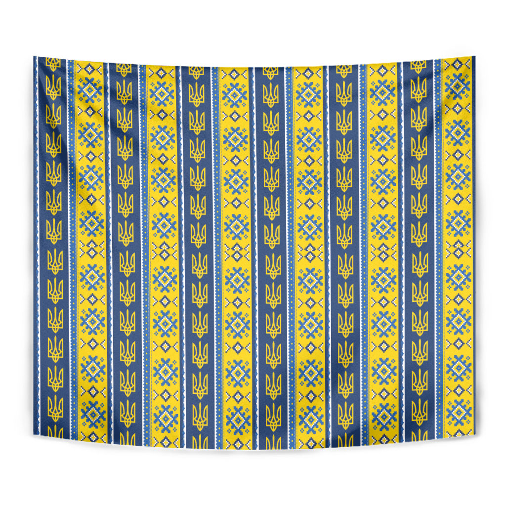 Ukraine Christmas Tapestry Ukrainian Trident Pattern