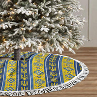 Ukraine Christmas Tree Skirt Ukrainian Trident Pattern