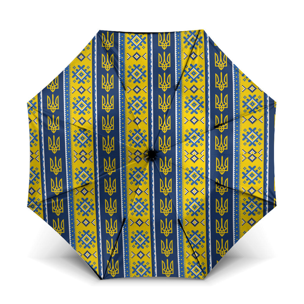 Ukraine Christmas Umbrella Ukrainian Trident Pattern