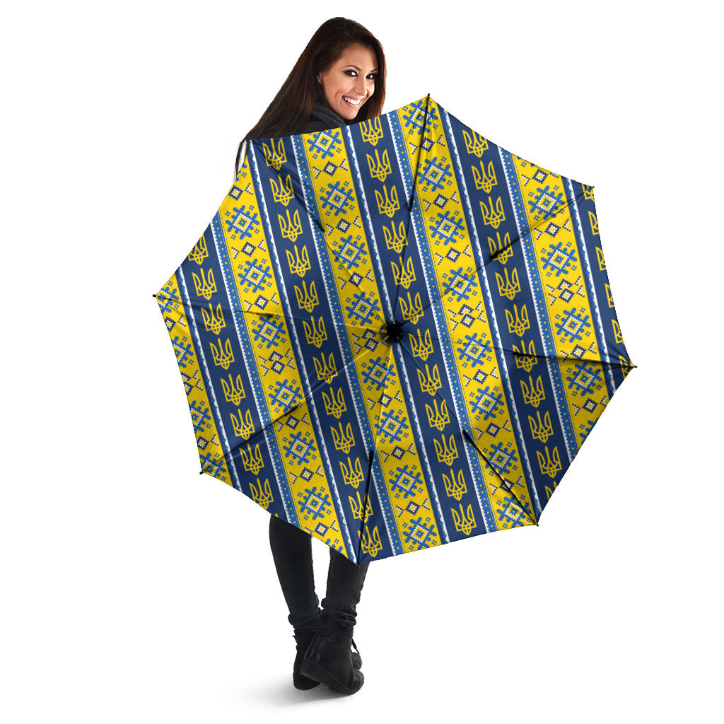 Ukraine Christmas Umbrella Ukrainian Trident Pattern